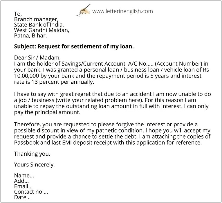 Letter For Requesting Copy Of Loan Payment Template