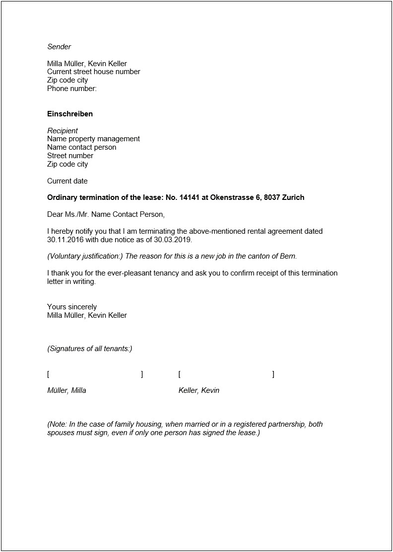 Letter Format Template To Request Tenant Move Out