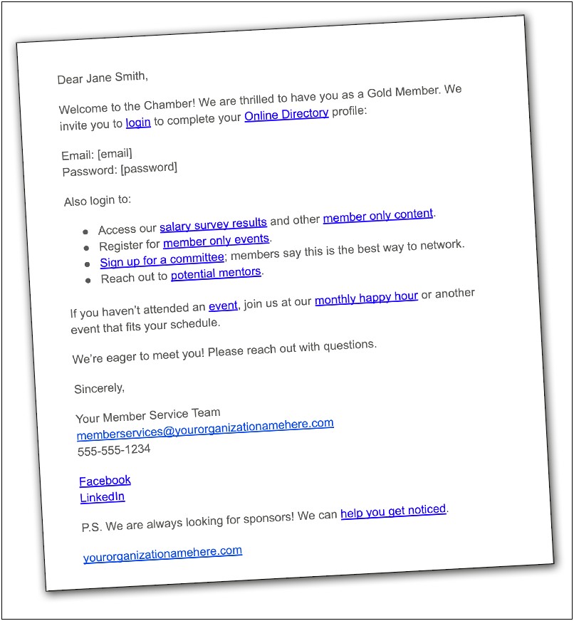 Letter From Ceo New Membership Template