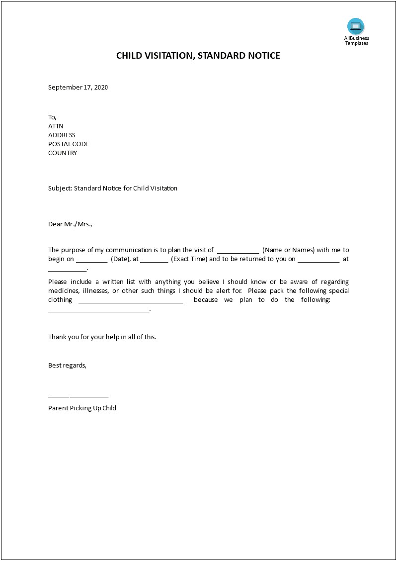 Letter From Parent To Child Template