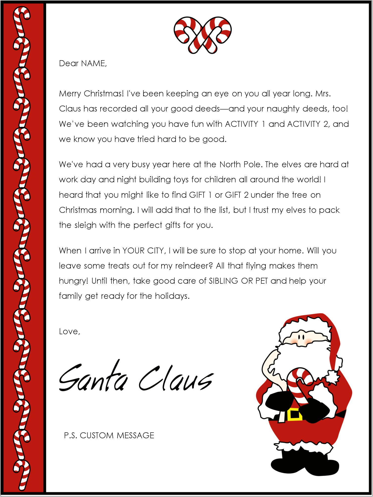 Letter From Santa Christmas Morning Template