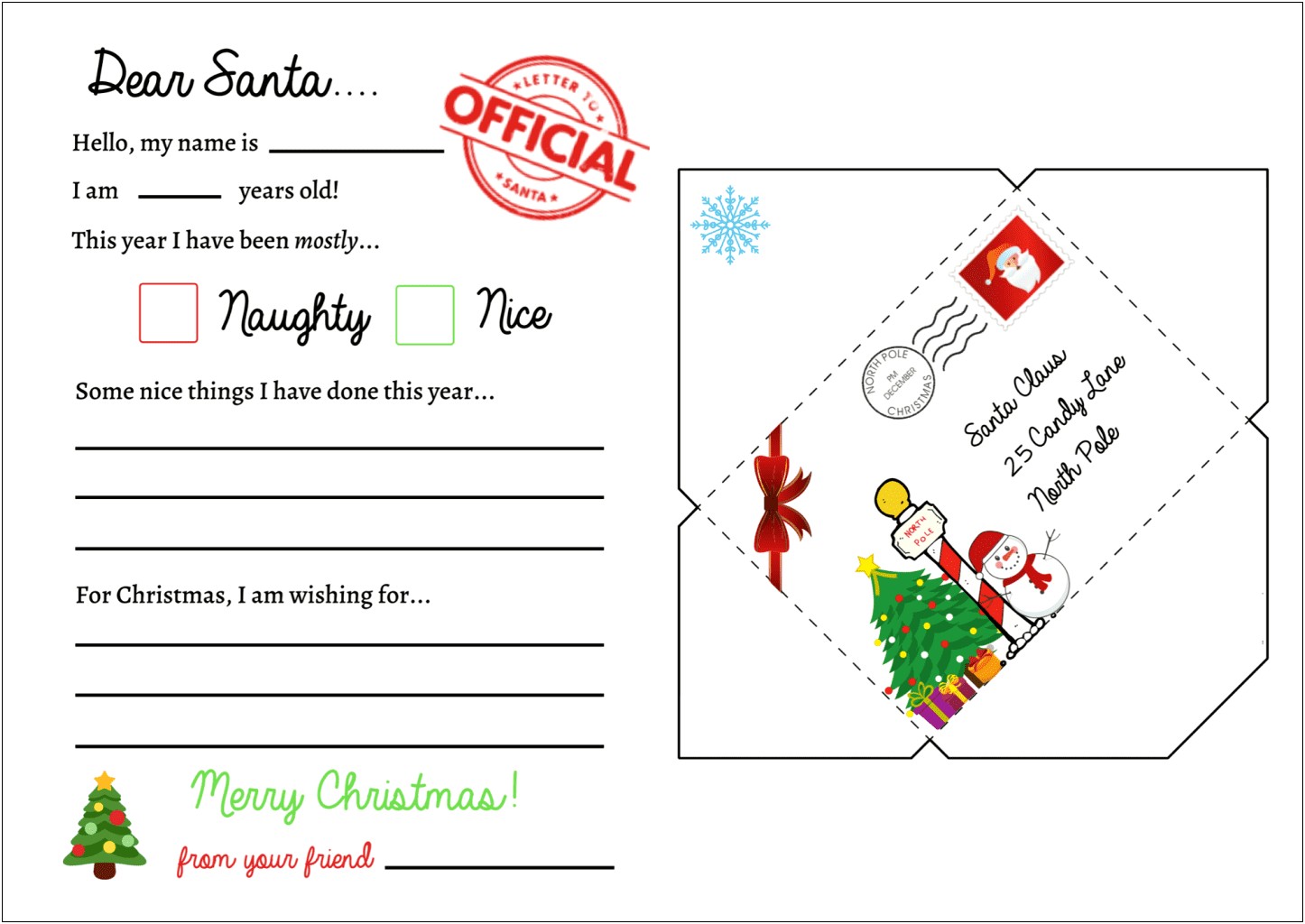 Letter From Santa On Christmas Day Template