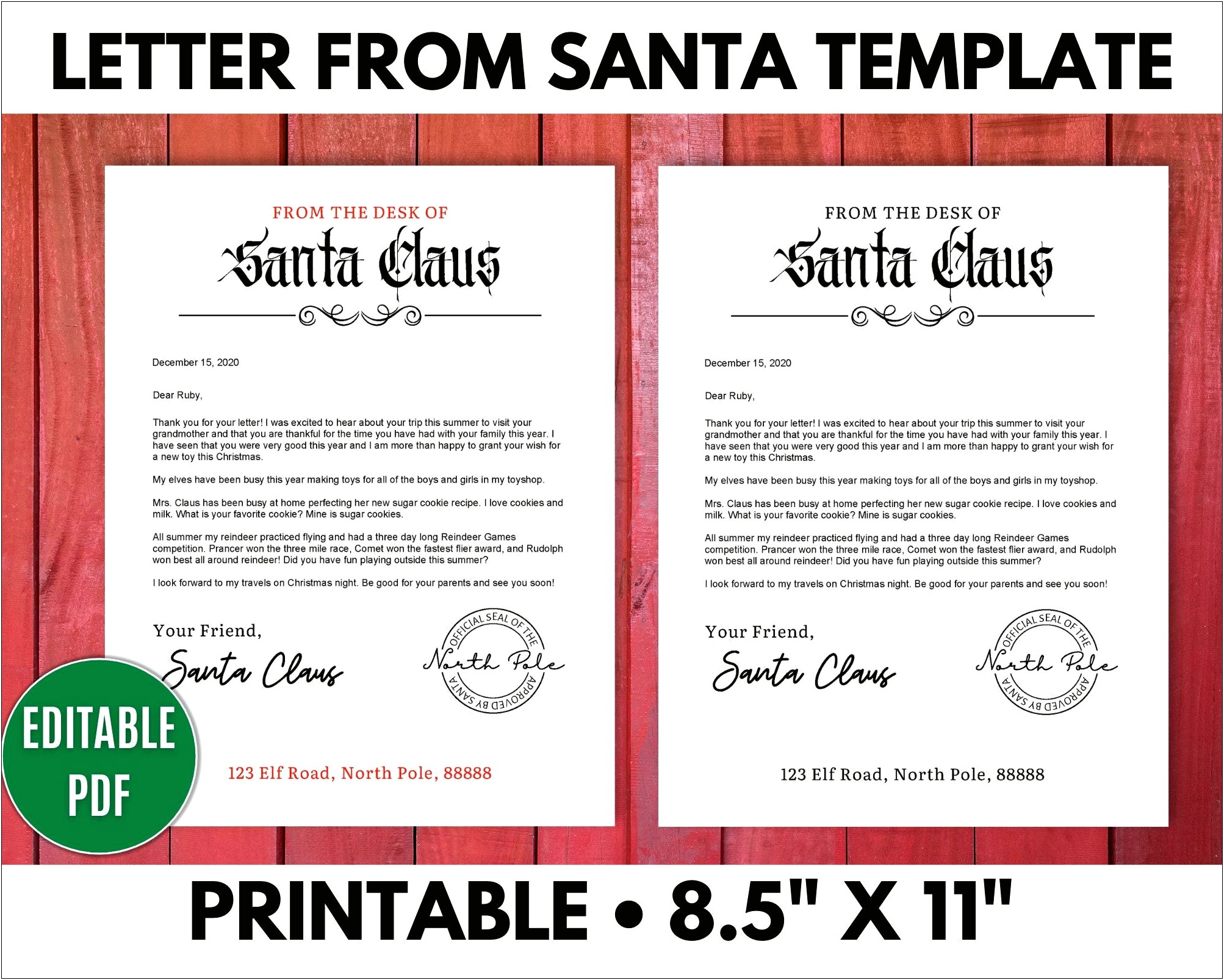 Letter From Santa On Christmas Morning Template