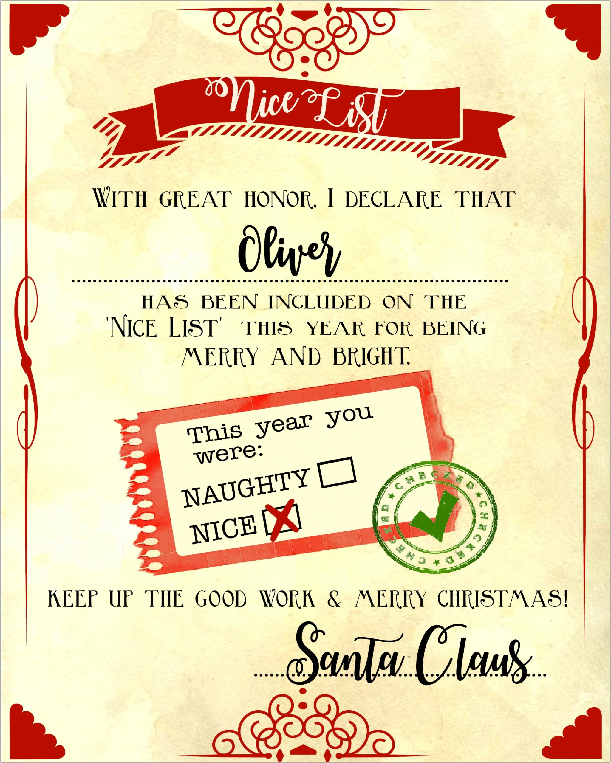 Letter From Santa Template Free Naughty