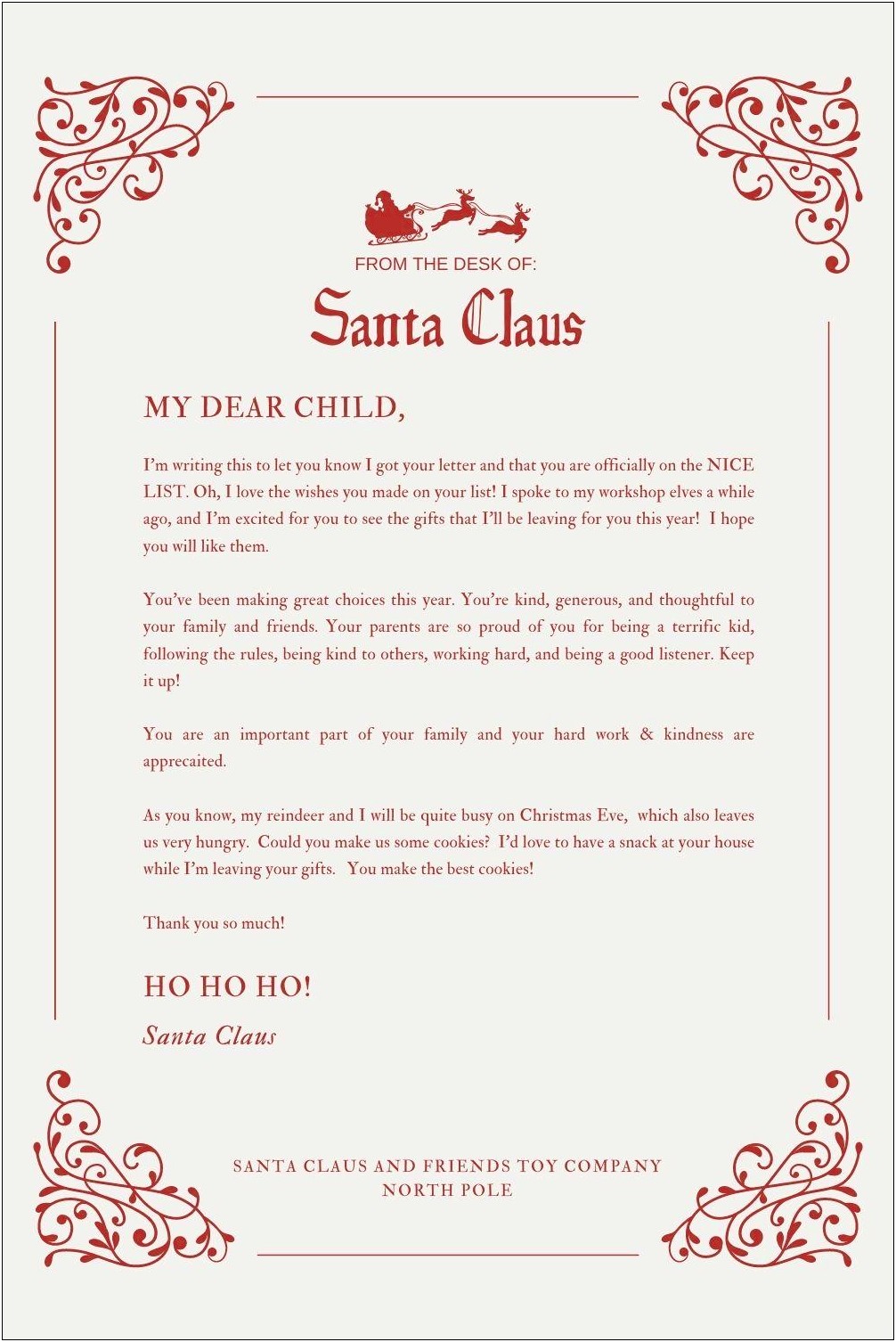 Letter From Santa Template North Pole Pinterest