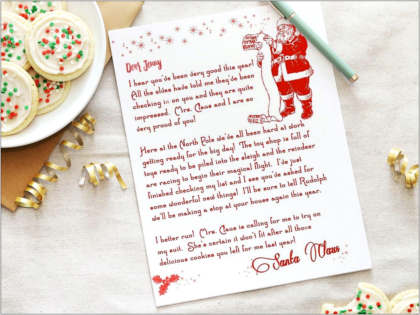 Letter From Santa Writing Paper Word Template