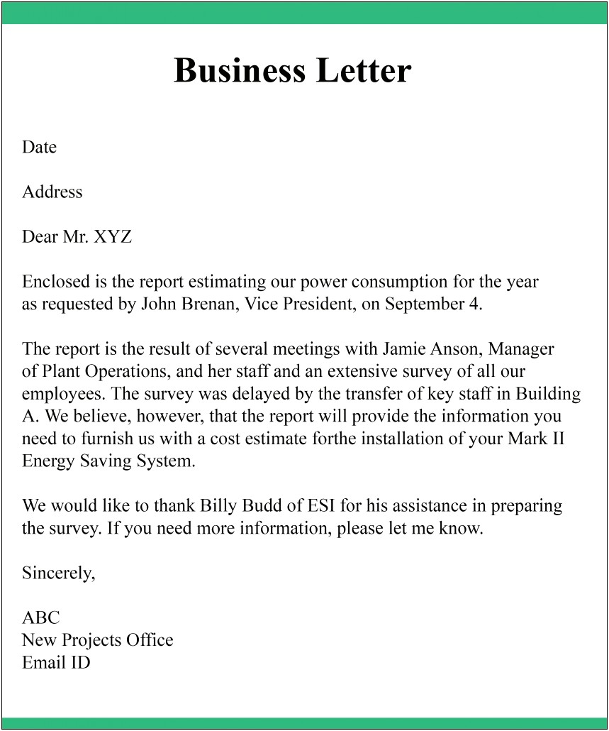 Letter From The Company President Template