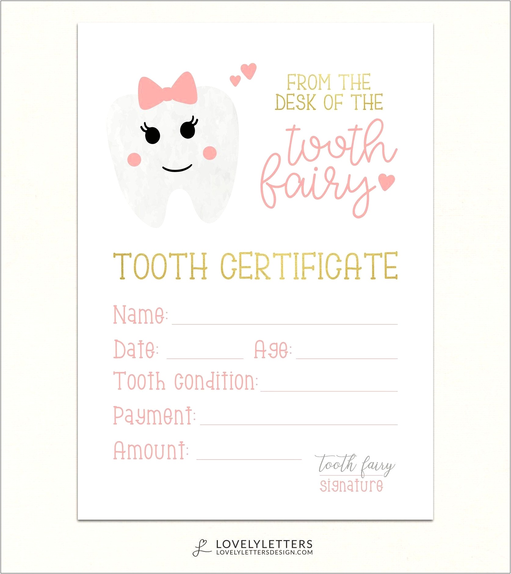 Letter From Tooth Fairy First Tooth Template