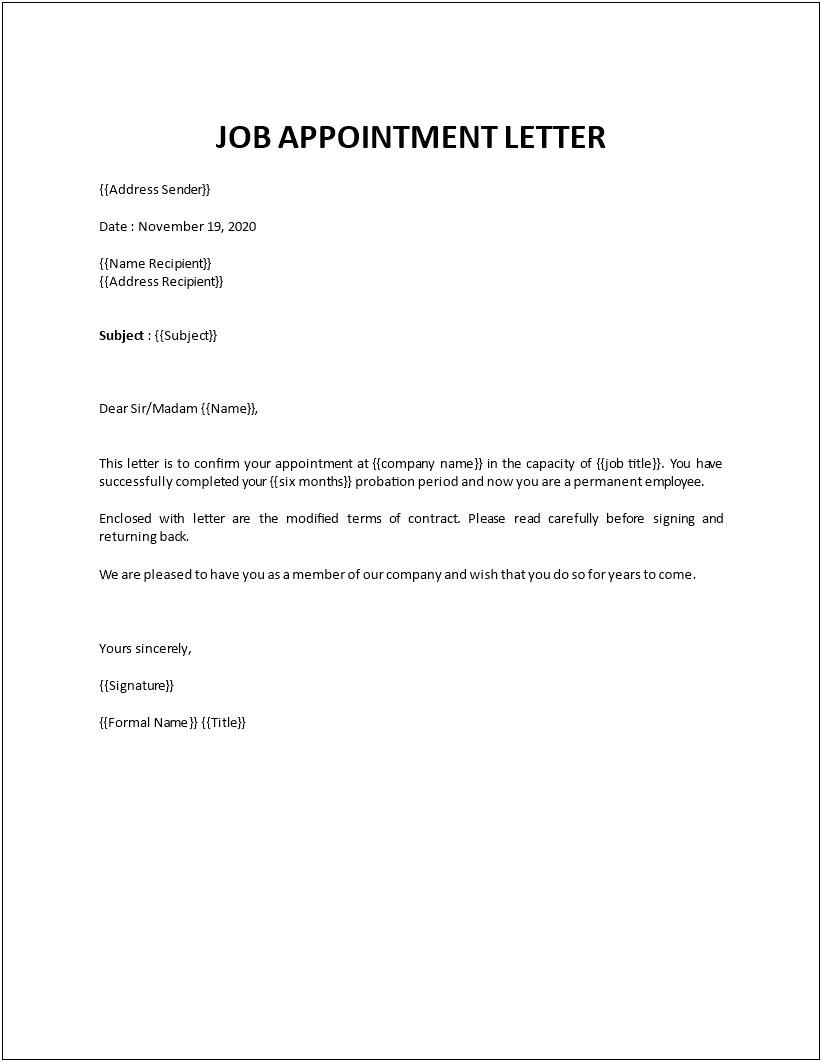 Letter Of A Successful Probation Period Template