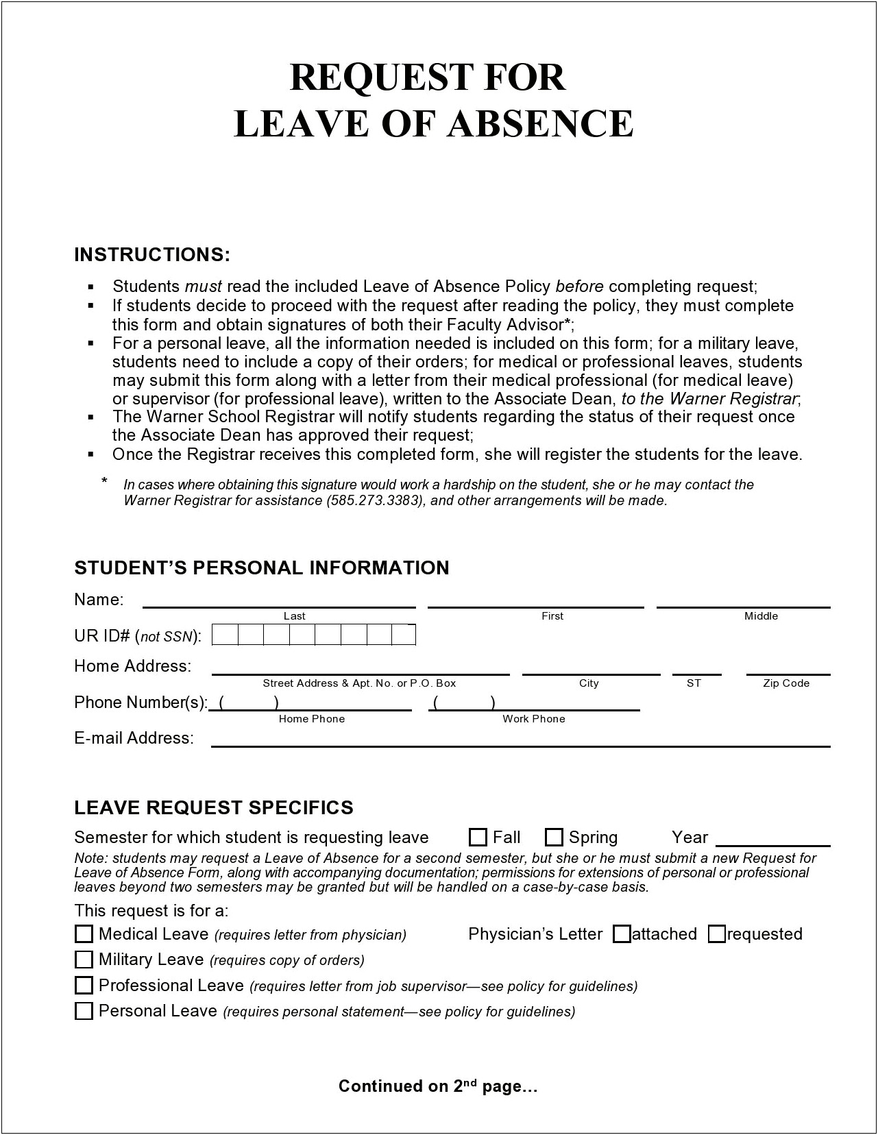 Letter Of Absence To School Template