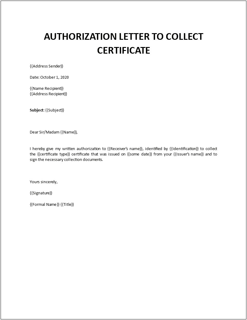 Letter Of Address Certificate Free Template