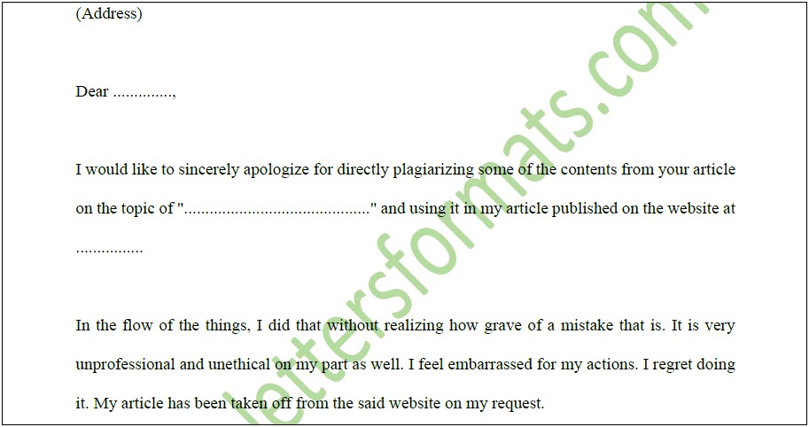 Letter Of Apology To Court Template