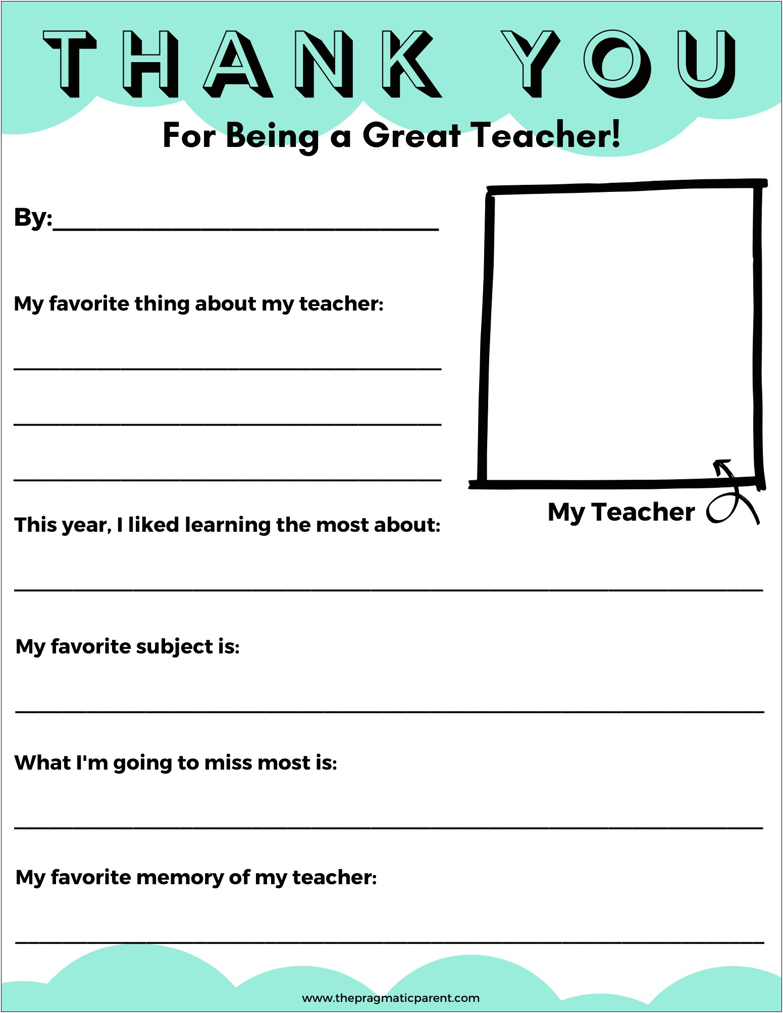 Letter Of Appreciation To Teacher Template