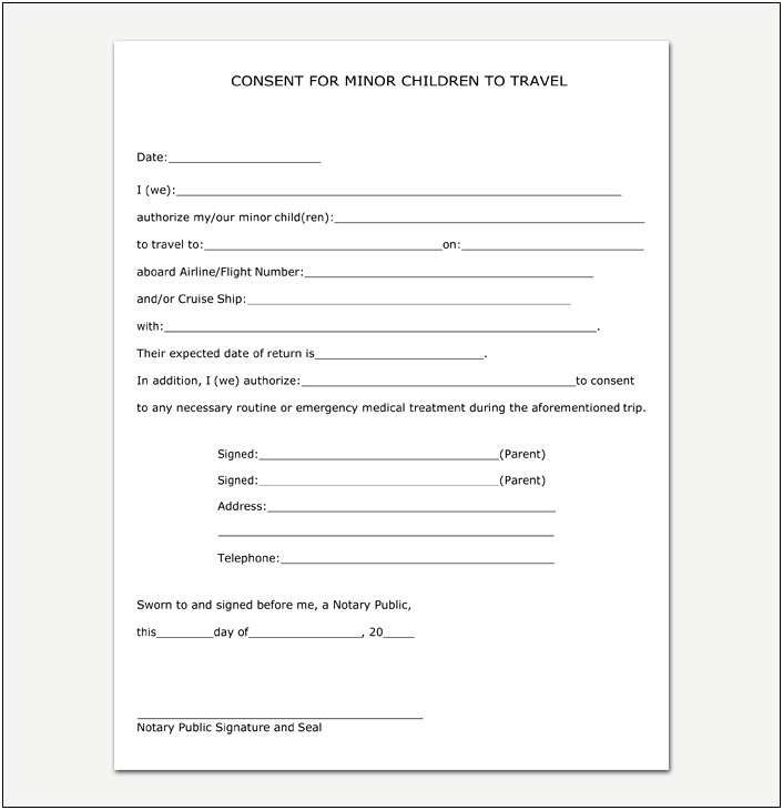 Letter Of Authorization Template Kid To Travel