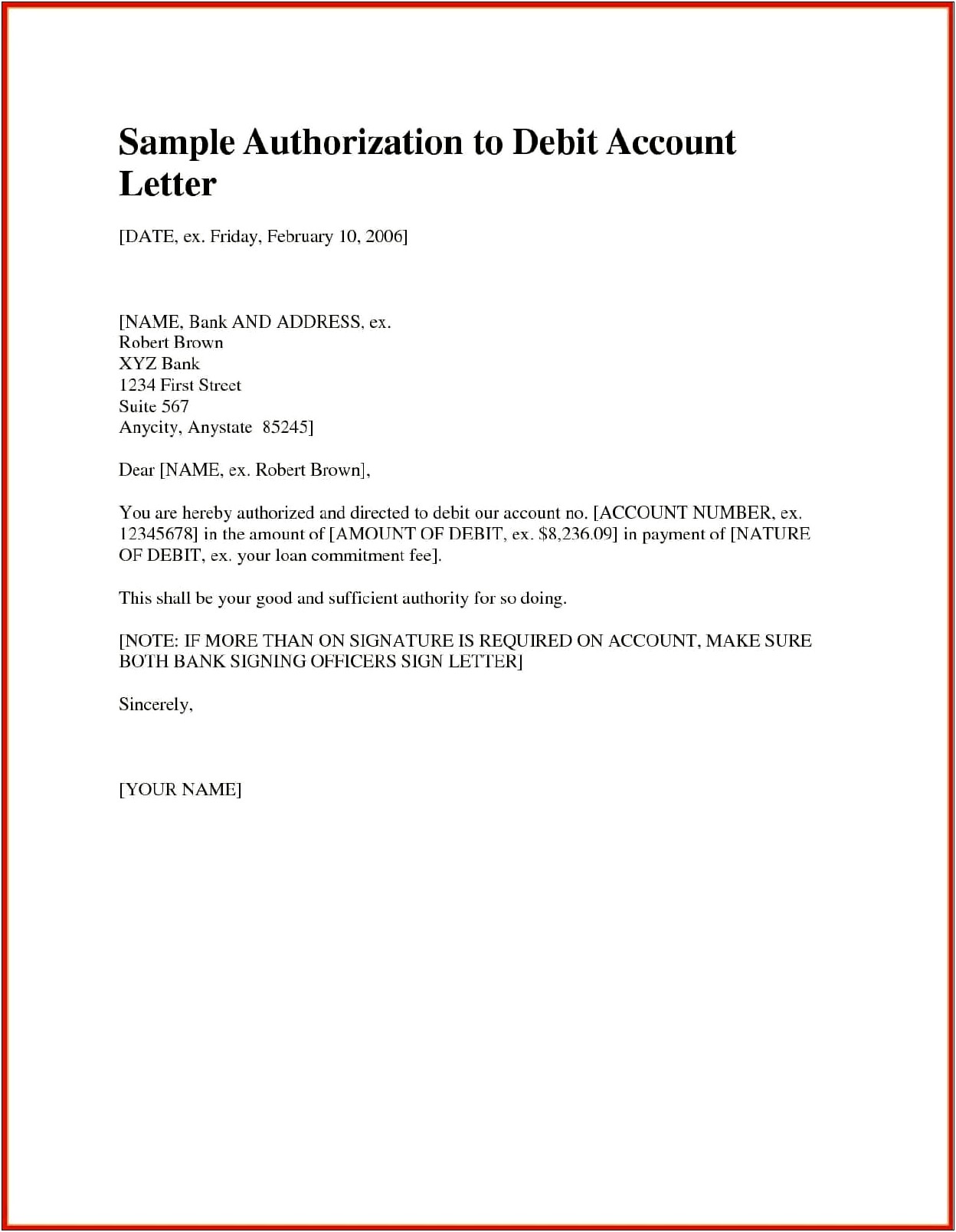 Letter Of Authorization Template To Template