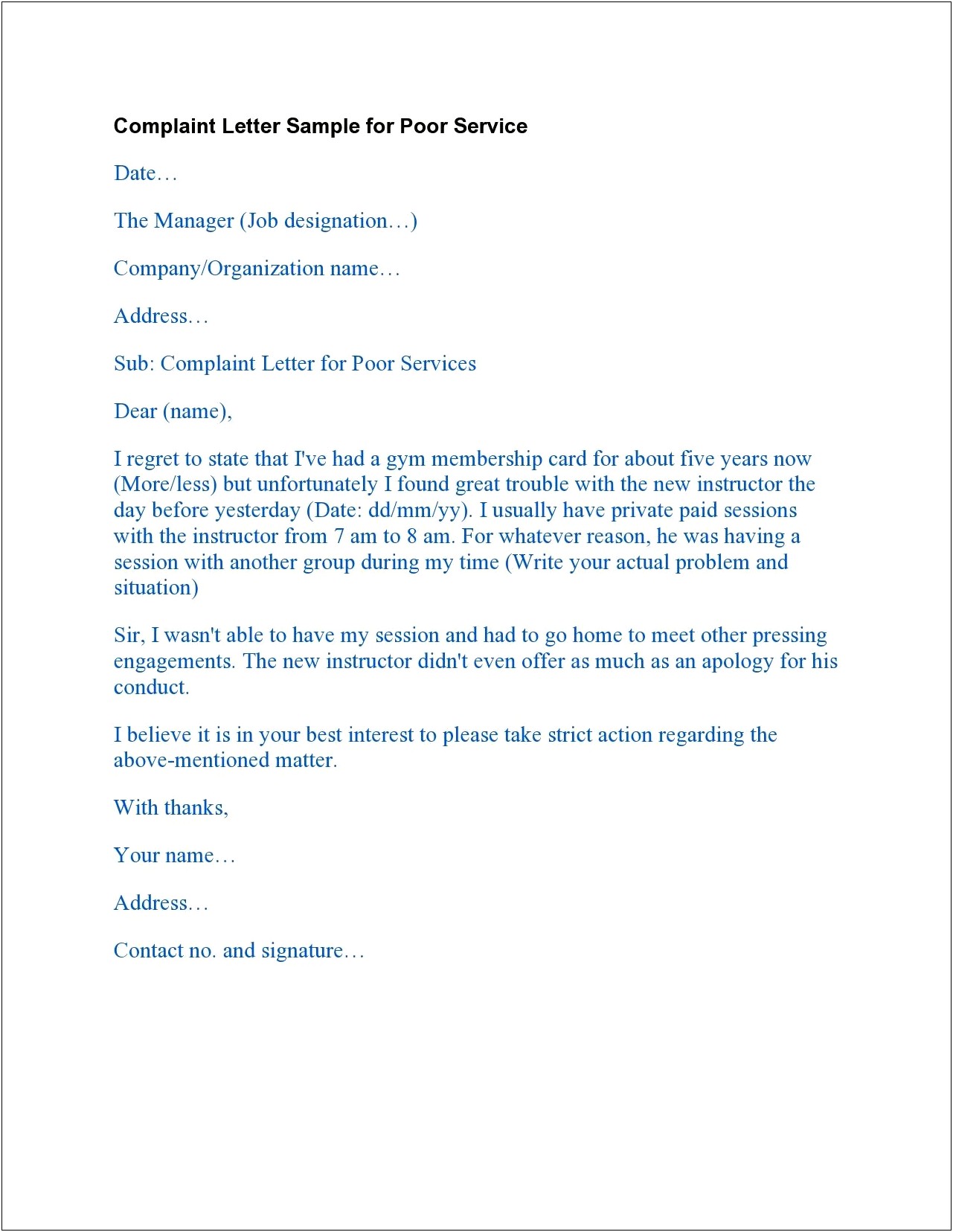 Letter Of Concern In The Workplace Template