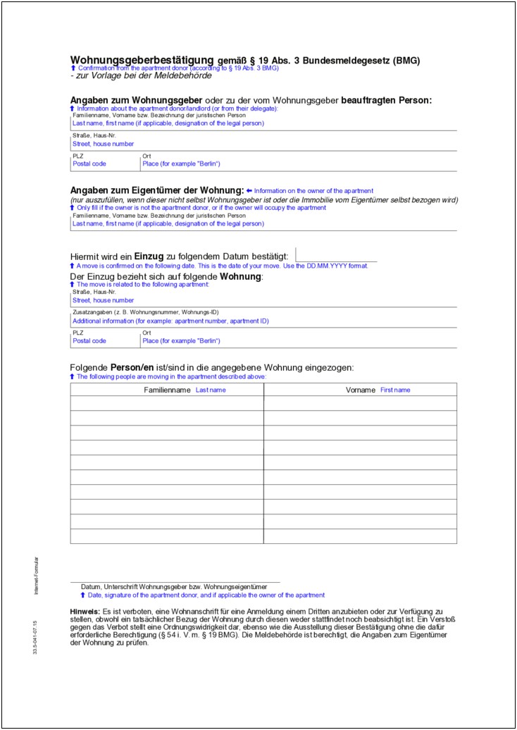 Letter Of Confirmation Of Residence Template