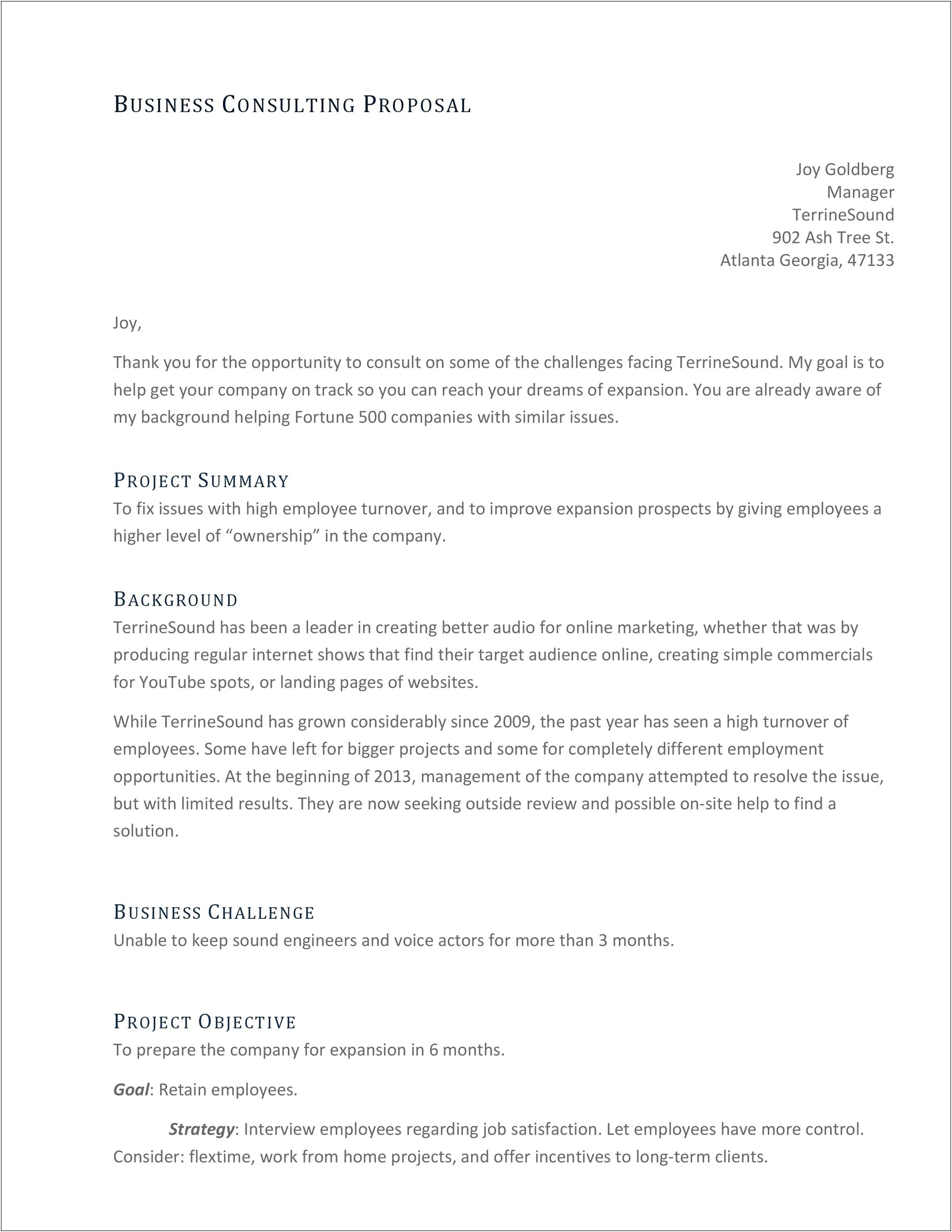 Letter Of Consulting Results To Client Template