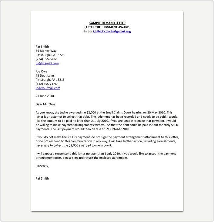 Letter Of Demand For Outstanding Payment Template