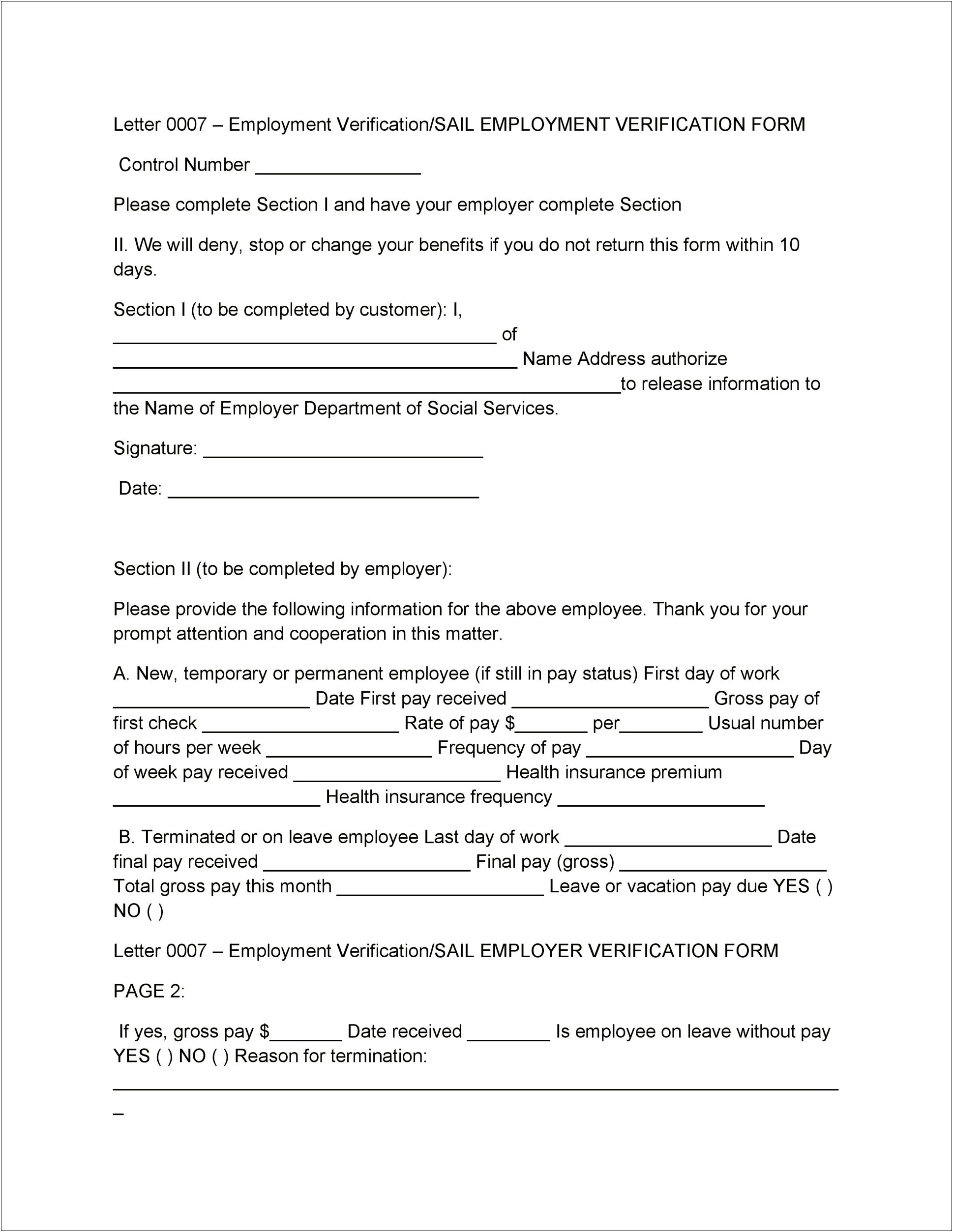 Letter Of Employment Template For Hourly Employee