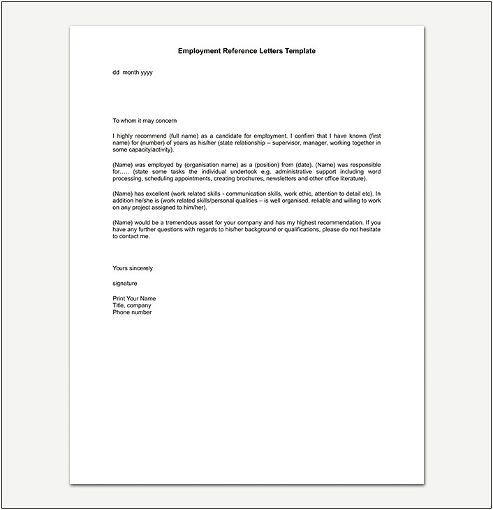 Letter Of Employment Template For Uk Visa