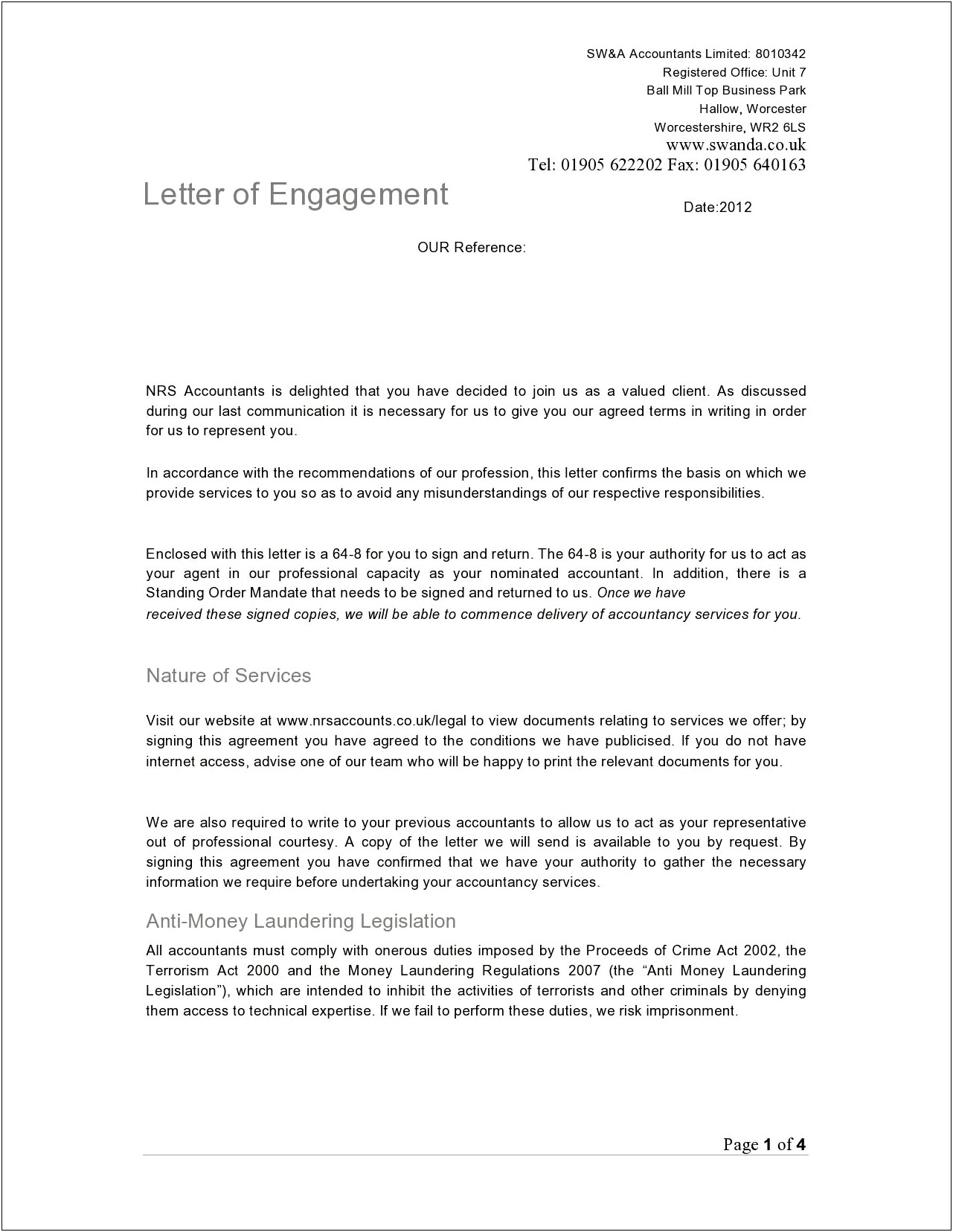 Letter Of Engagement Template Event Coordinator