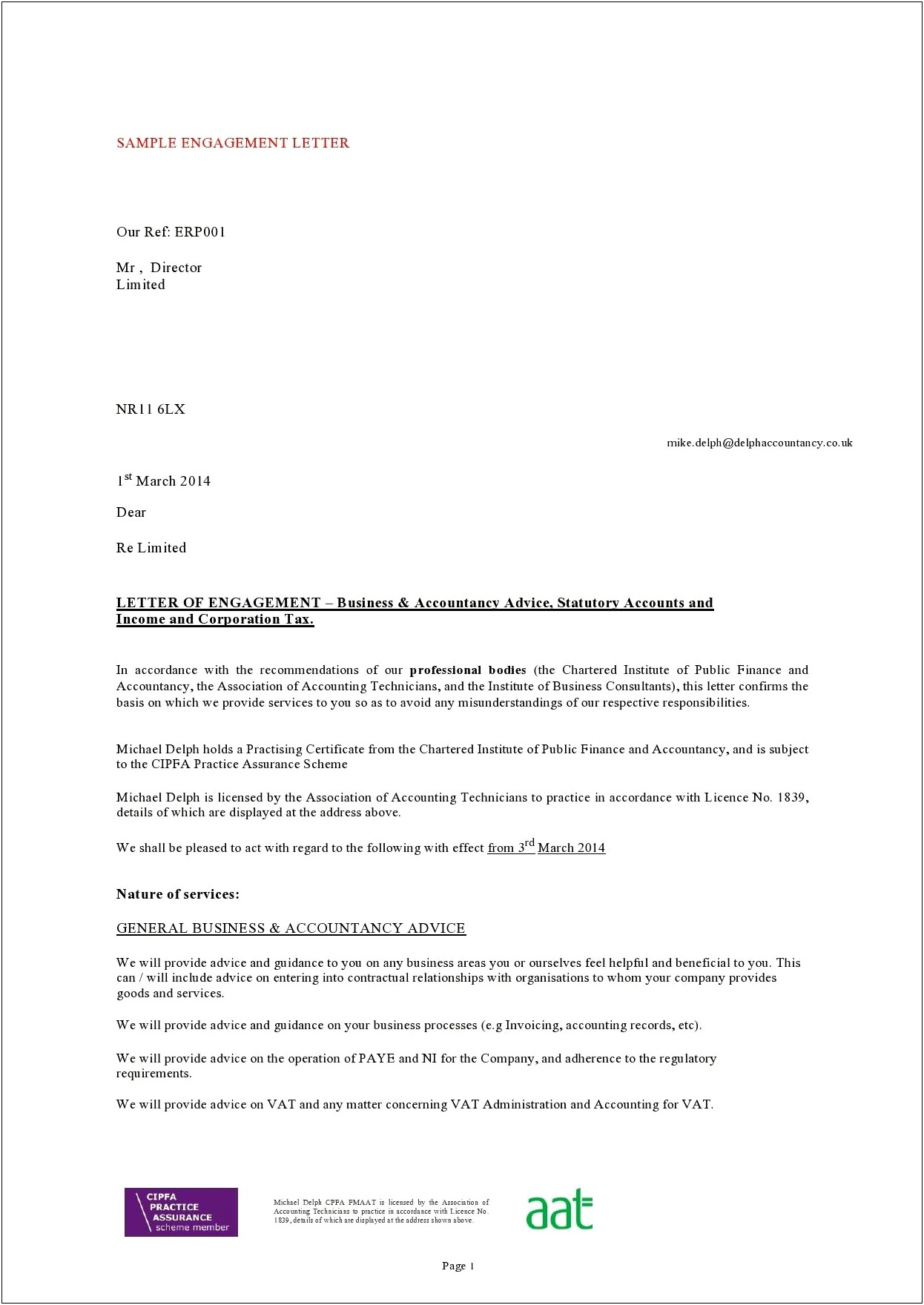 Letter Of Engagement Template Financial Advisor