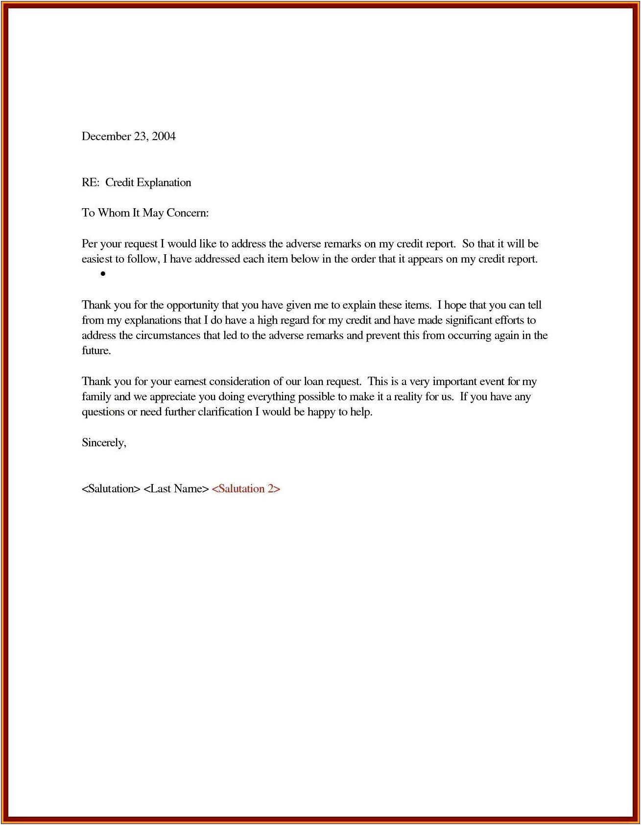 Letter Of Explanation Address Change Template