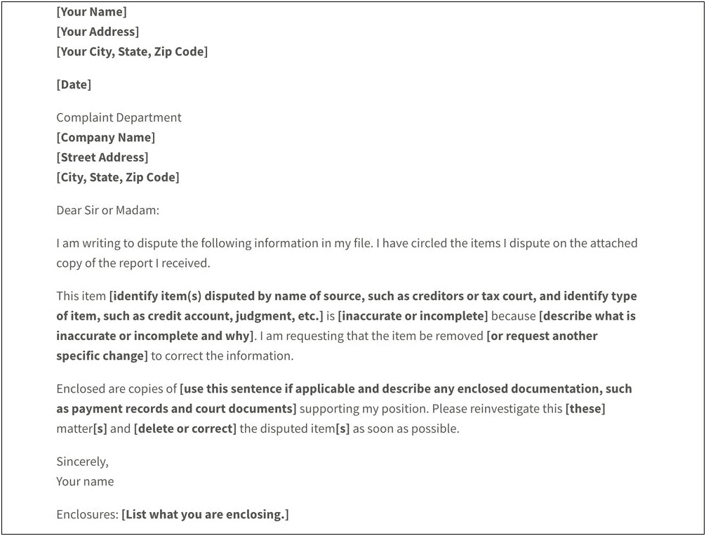 Letter Of Fraud Complaint To Credit Bureaus Template