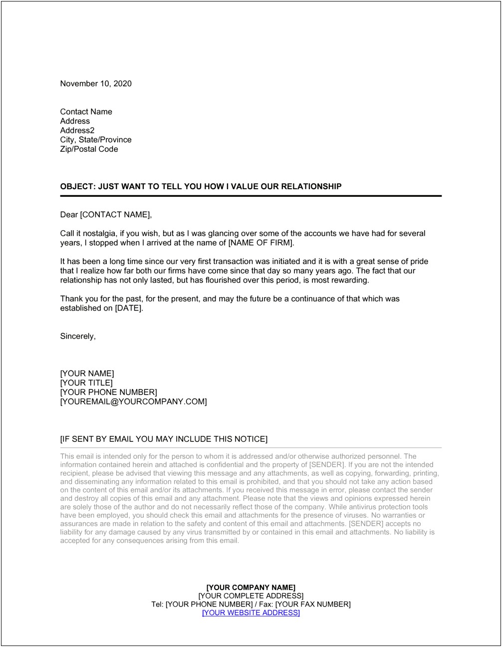 Letter Of Good Customer Service Template