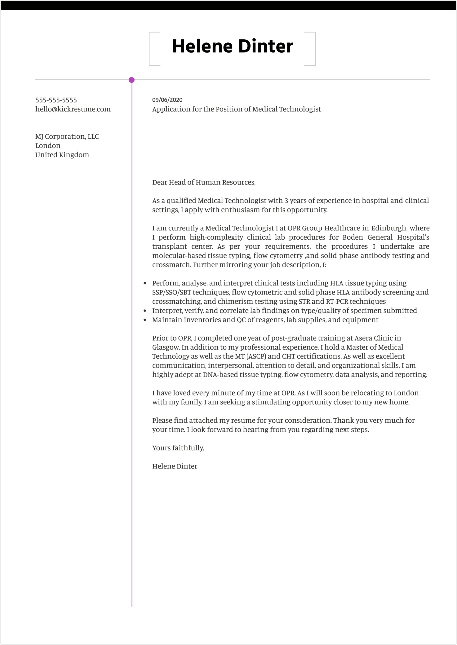 Letter Of Intent For Clinical Experience Template