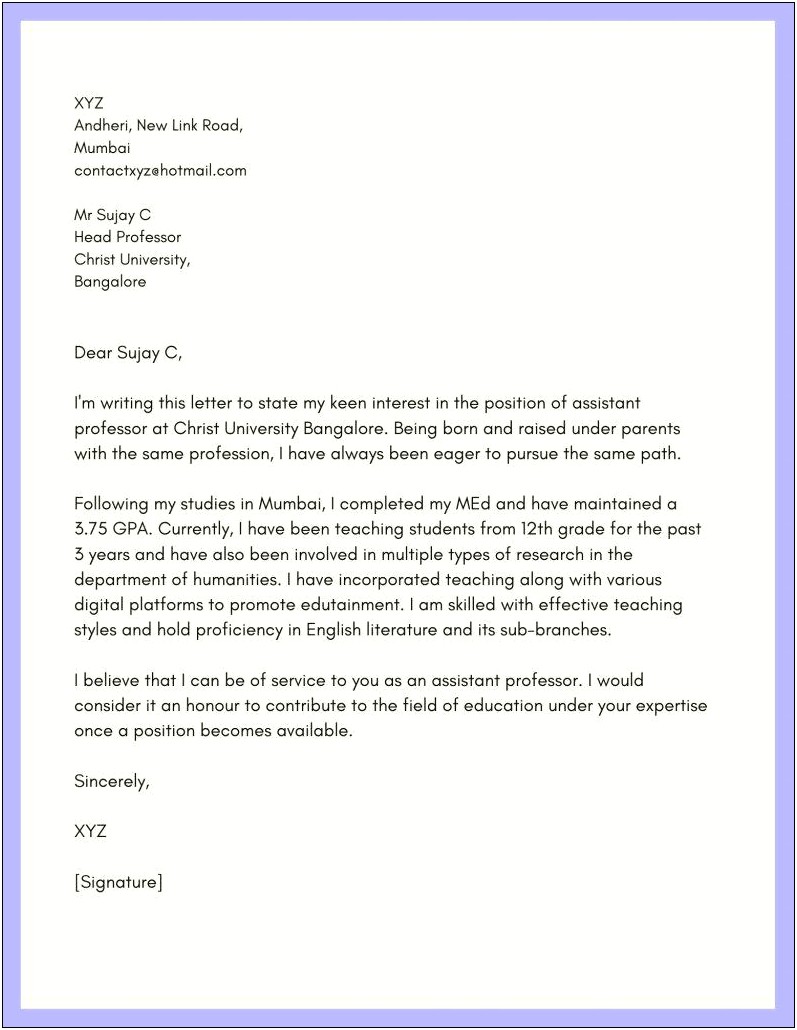 Letter Of Intent Masters Degree Template