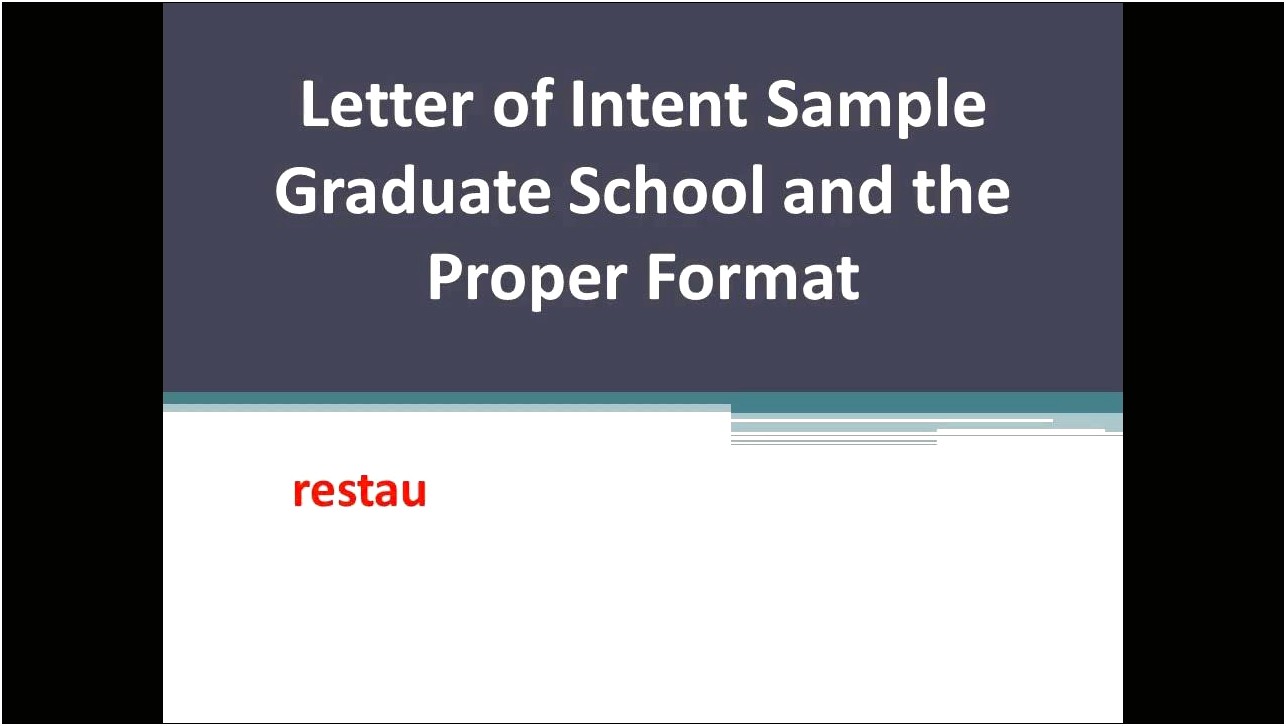 Letter Of Intent Template For Grad School