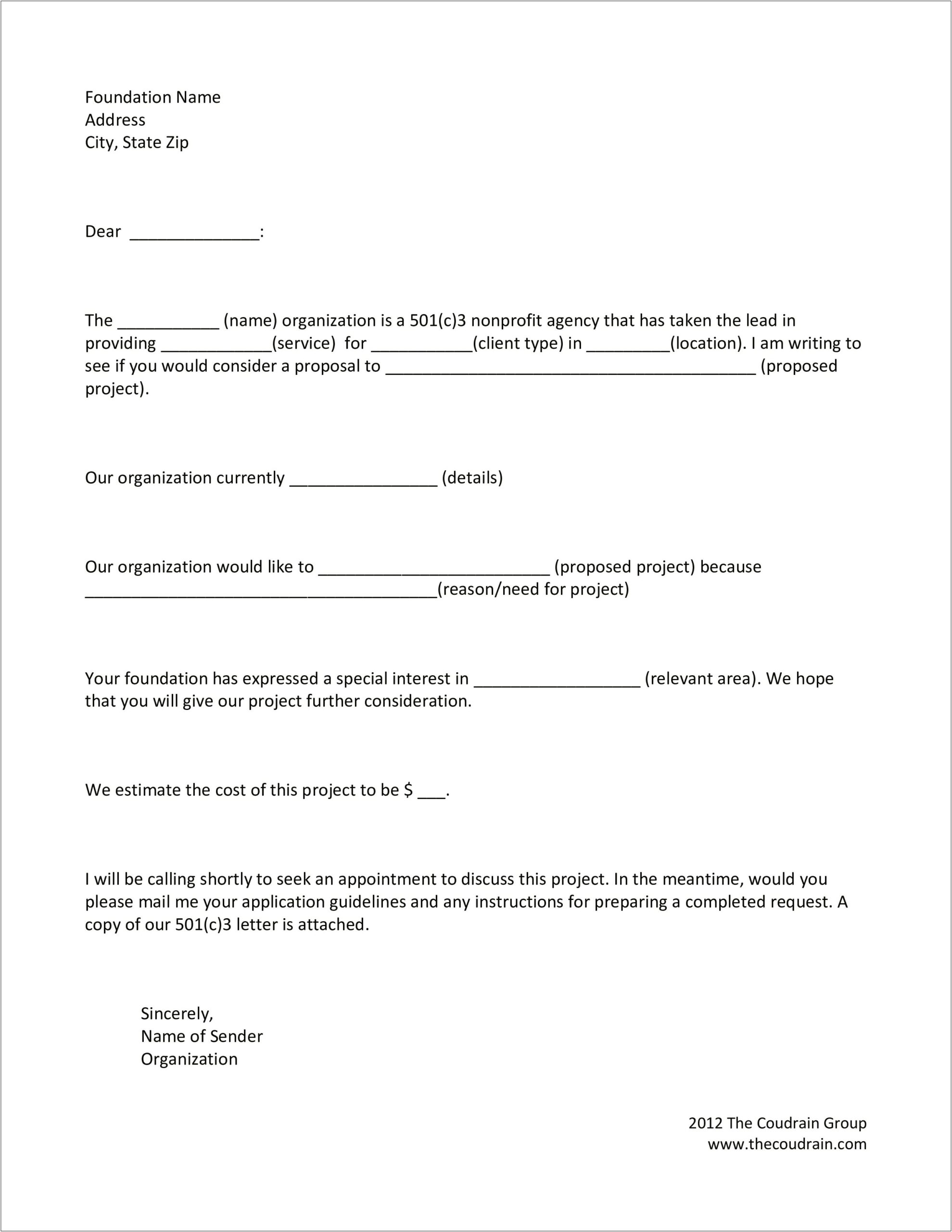 Letter Of Intent Template For Grant Application