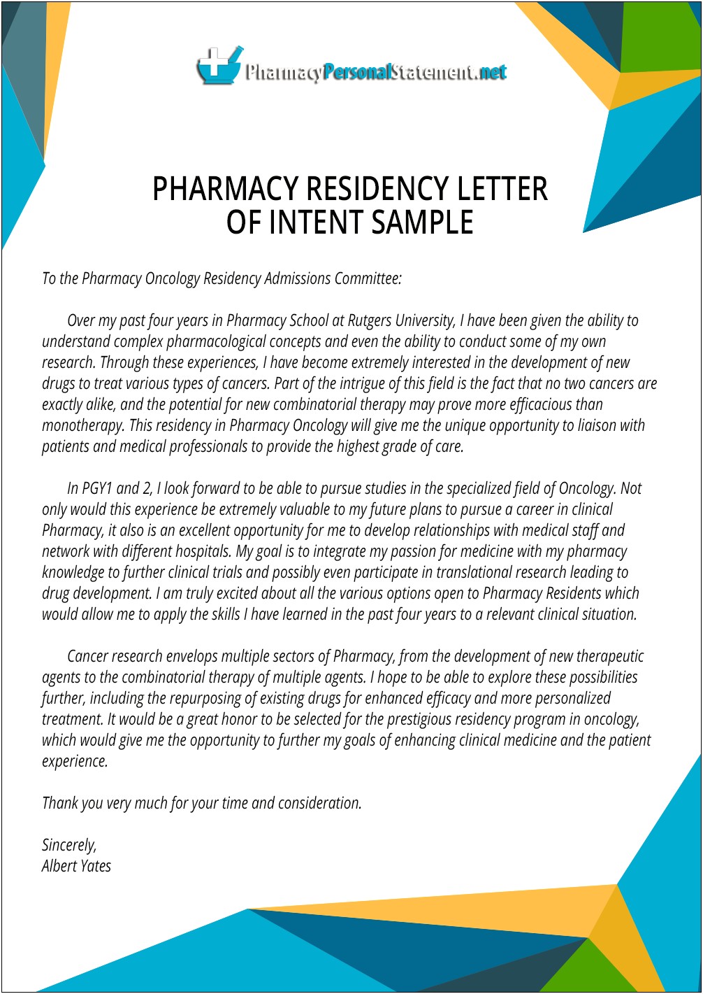 Letter Of Intent Template For Residency