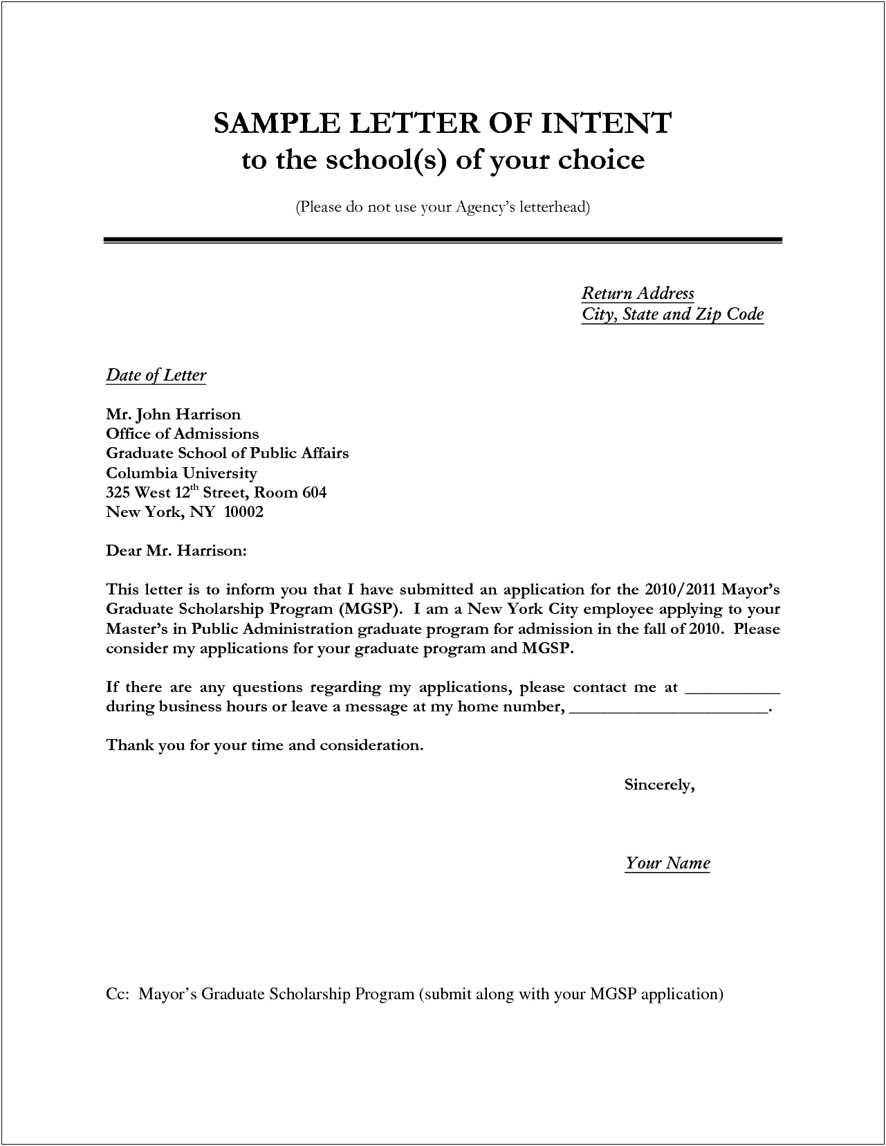 Letter Of Intent Template Sale Of Business