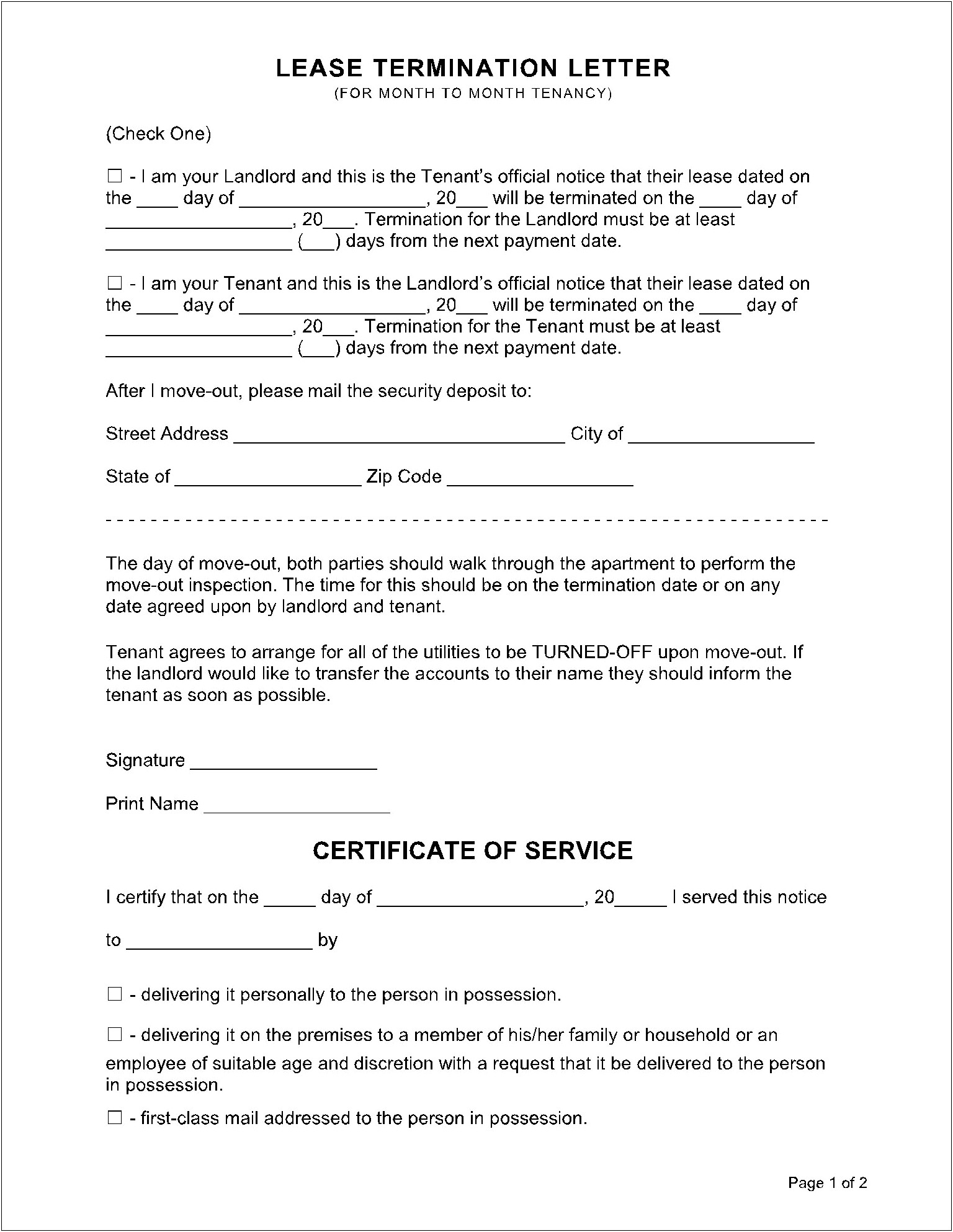 Letter Of Intent To Break Lease Template