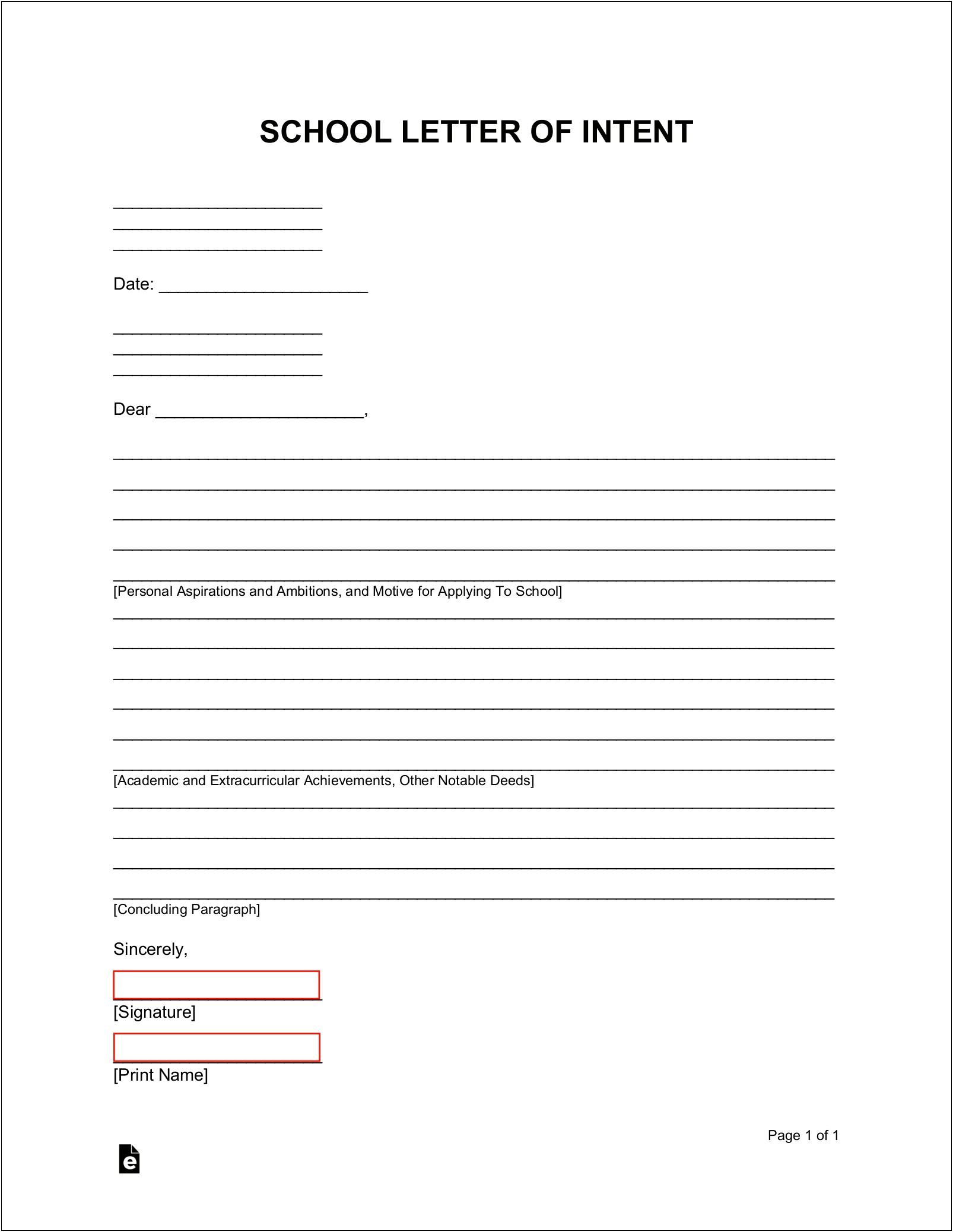 Letter Of Intent To Homeschool Template