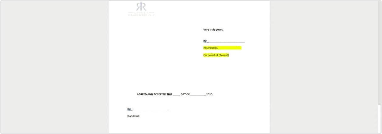 Letter Of Intent To Lease Commercial Property Template