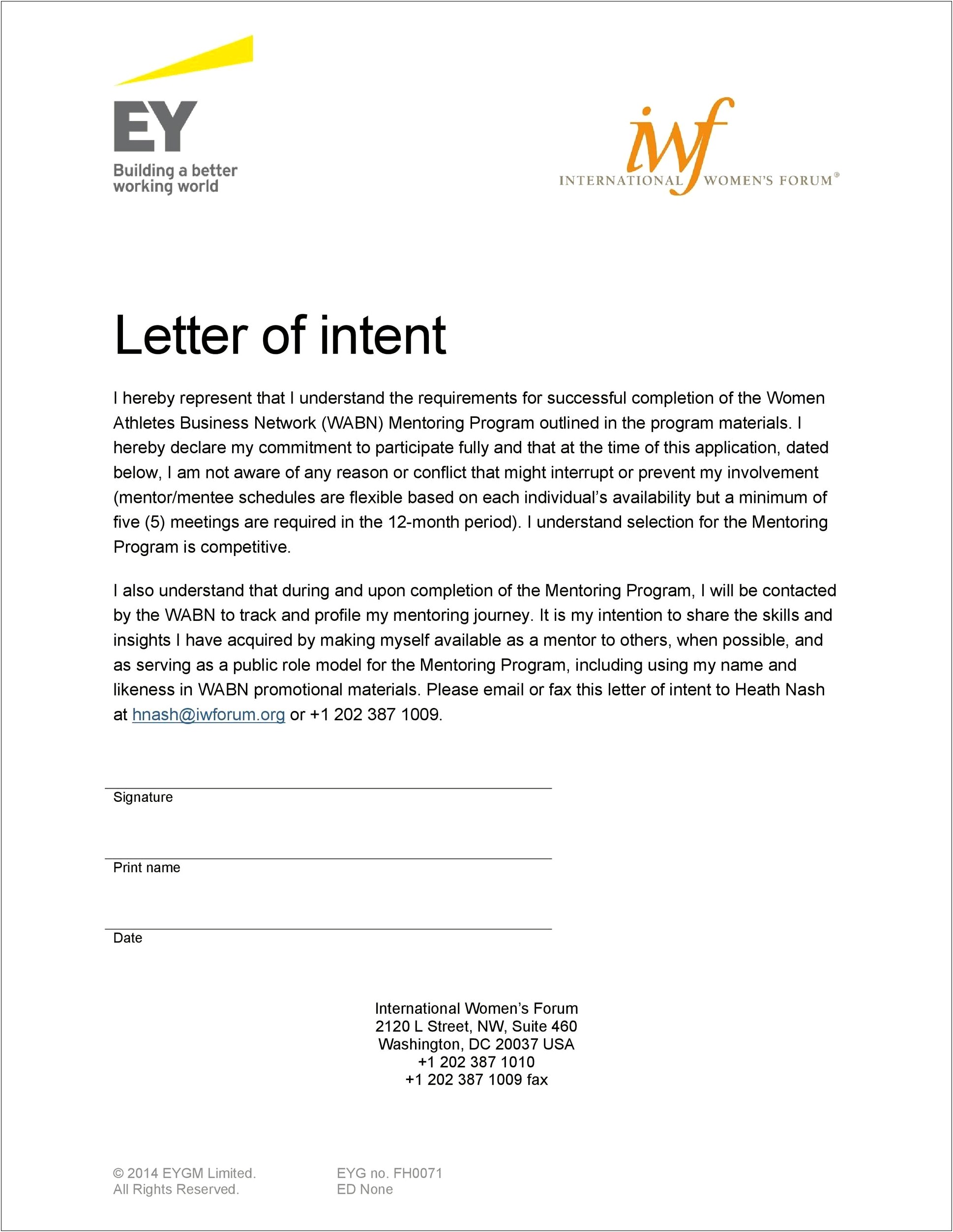 Letter Of Intent To Marry Template