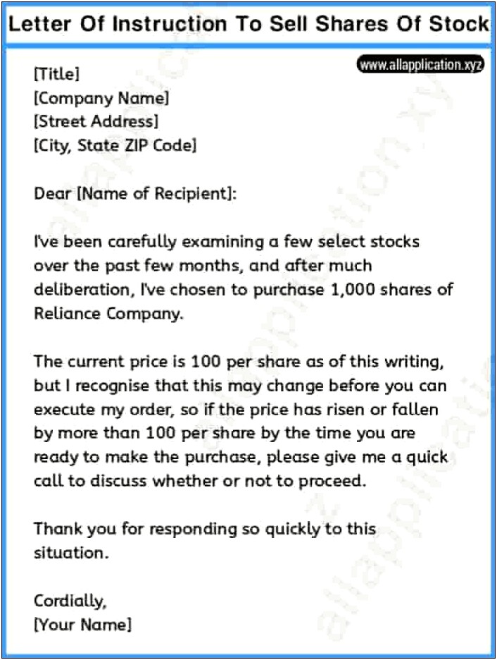 Letter Of Intent To Sell Shares Template