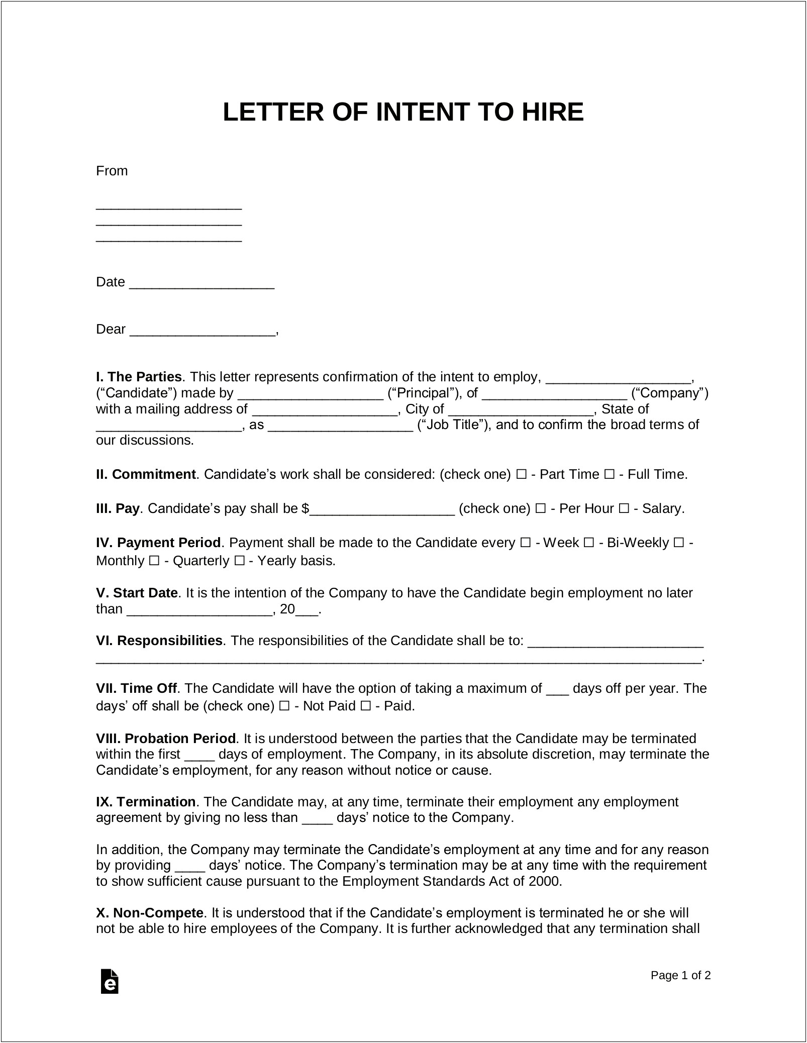 Letter Of Intent To Terminate Contract Template