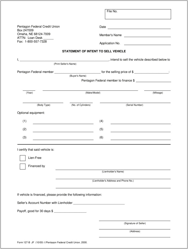 Letter Of Intent To Transfer Car Title Template