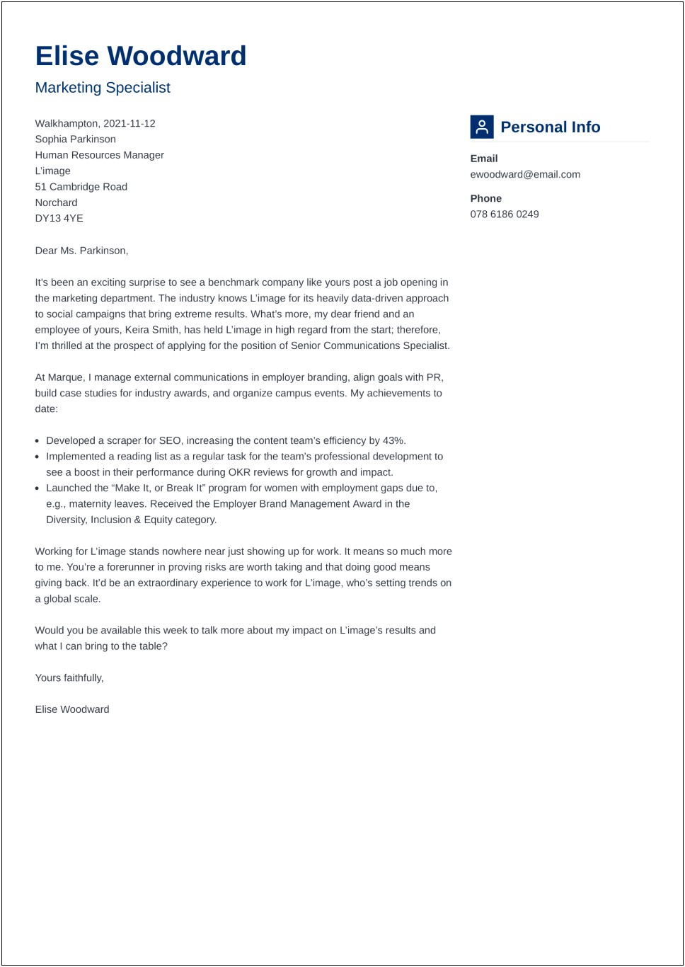 Letter Of Interest For A Job Template Uk