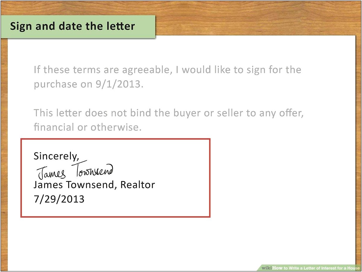 Letter Of Interest For Property Template