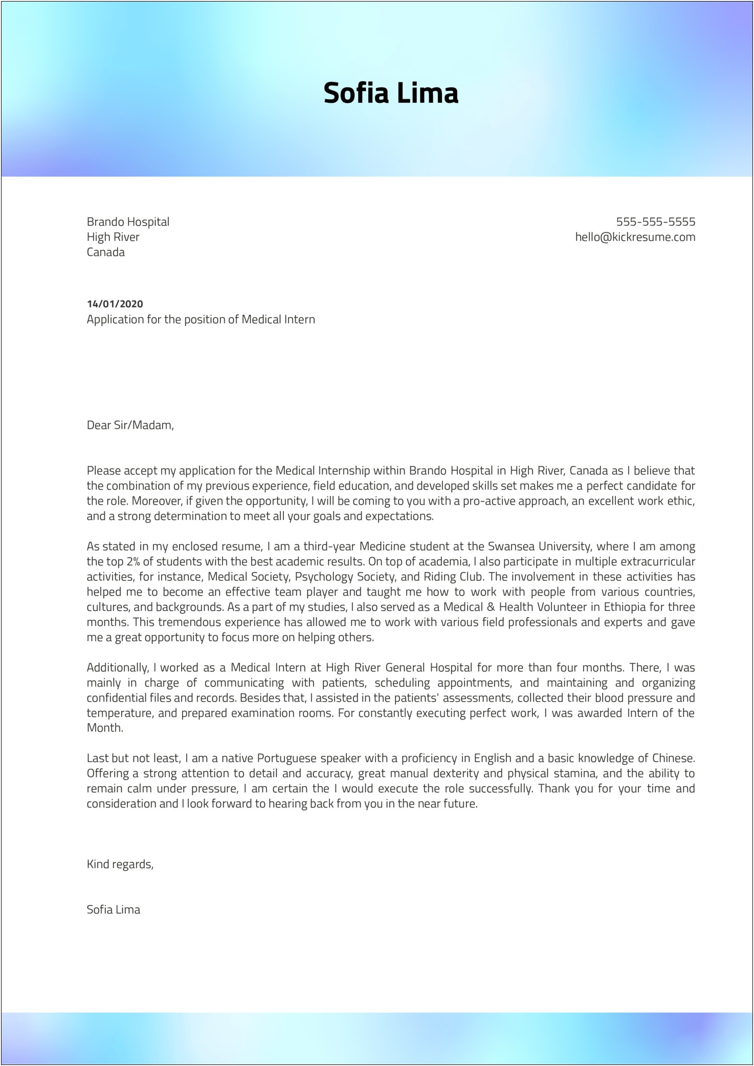 Letter Of Interest Medical School Template