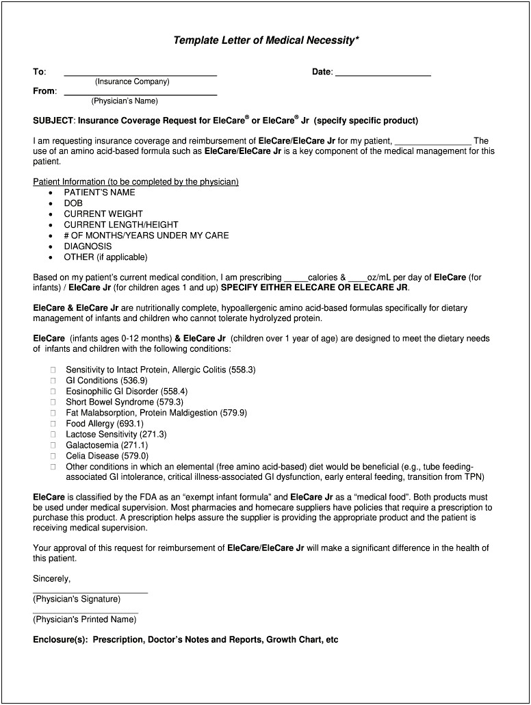 Letter Of Medical Necessity Template For Acupuncture