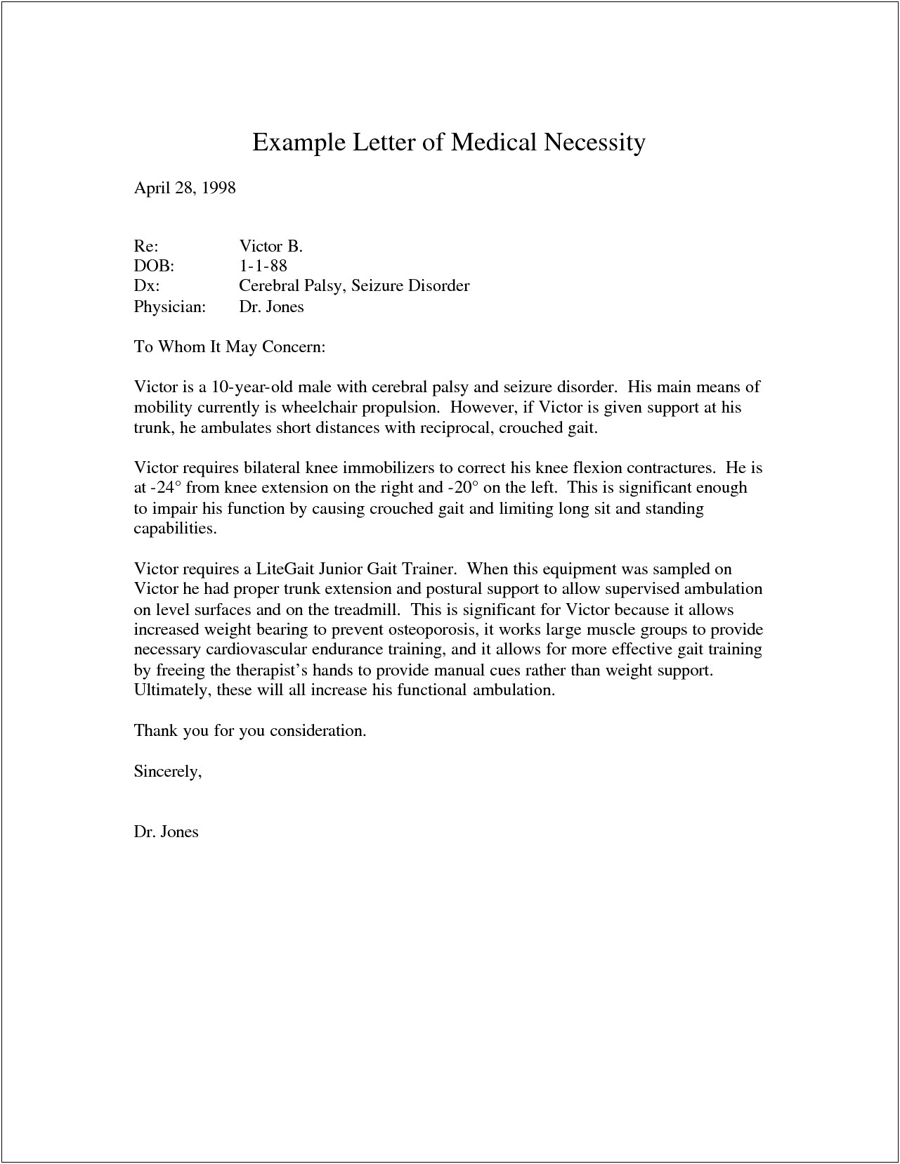 Letter Of Medical Necessity Template For Wheelchair