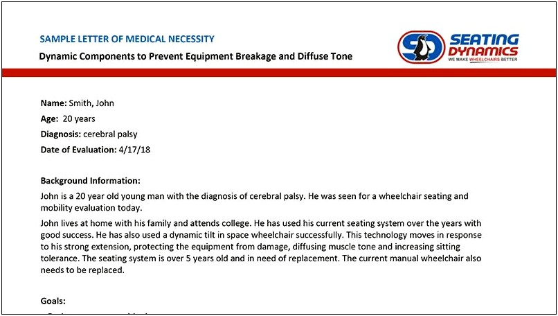 Letter Of Medical Necessity Template Wheelchair