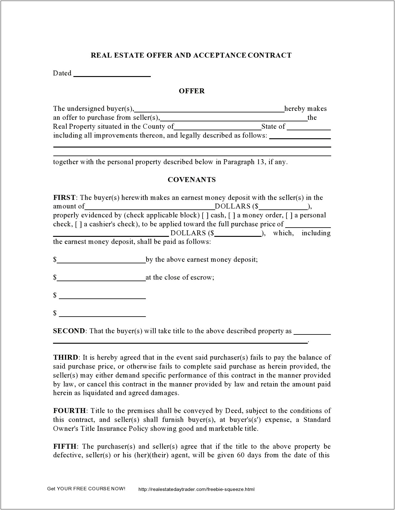 Letter Of Offer Real Estate Template South Australia